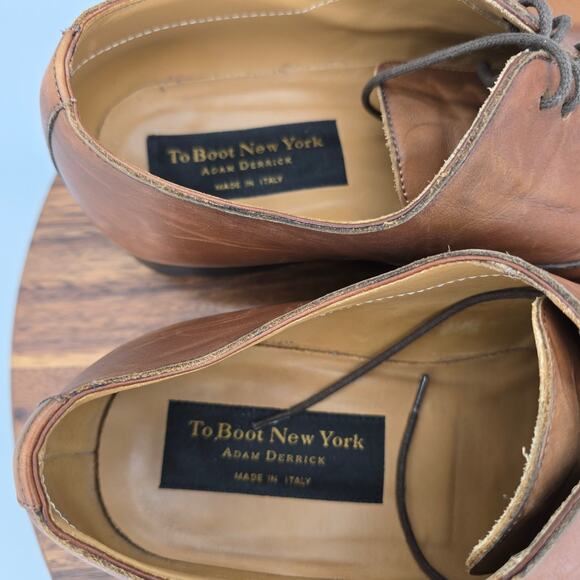 To Boot New York Shoes Mens 10 Brown Leather Lace Up Cap Toe Dress Oxfords - Picture 6 of 8